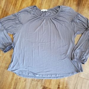 Gray Blouse with Ruffle Sleeves